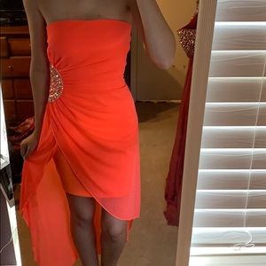 Sparkly orange/salmon color homecoming/prom dress